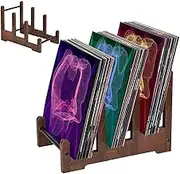 Record Rack,Wood Album Display Stand - Album Collection Organizer for Recipes Bookshelf, 3-Layer Desktop Photo Shelf