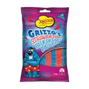 Joojoos Grizzo's Strawberry Blueberry Belts Sour 160g x 12