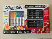 NEWSharpie 20ct Creative Permanent Marker Set, Bullet/Brush/Chisel Tips Acrylic