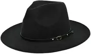 [Generic] Adult Vintage Wide Brim Wool Felt Bowler Cap Floppy Fedora Hat