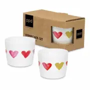 PPD Watercolor Hearts Egg Cup Set, 2pcs, Egg Cup, Egg Holder, New Bone China