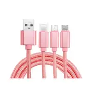 3 In 1 Type C Retractable Micro Nylon Usb Cable 1.2M Rose Gold Cables & Adapters