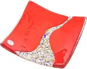 Glass Of Venice Murano Glass Klimt Square Decorative Plate - Red