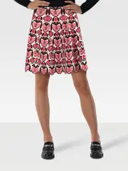 Floral Pattern Knit Skater Skirt