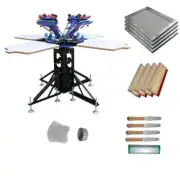 4 Color Screen Printing Press Kit Bundle Tensioned Silk Sceen Frame Shirt DIY