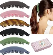 Mevnccola Banana Clip for Thin Hair, 5.3 Inch Hair Clips, Strong Hold Nonslip Hair Claw Clips, Ponytail Holder Banana Hair Clips for Women, 6 Pack