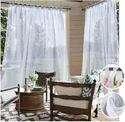 Waterproof Outdoor Sheer Curtain Patio Shade and Sun Protection Light Grey 4x3m