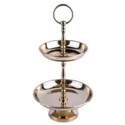 14" 2-Tier Pastry Stand Cupcakes Dessert Server Cake Etagere, Gold Metal