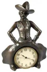 Clock AMERICAN WEST Lodge Bowlegged Cowboy Sheriff Resin Hand-Cast Hand-Painted