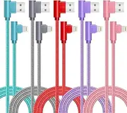 SHUSEL for iPhone Charger Cable Right Angle Lightning Cable 5Pack 90 Degree 6FT Nylon Braid Charging Cord Fast Charging Compatible for iPhone 14/13/12/12pro/11/11pro/XS/MAX/XR/X/8P/8/7P/7/6