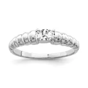 Solid 14k White Gold 5x3mm Oval Cubic Zirconia Ring