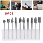 Rotary Burr Carving Bit Grinder Kits Replacement Silver 10 Pcs 3mm Shank
