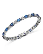 Bloomingdale's Fine Collection Blue Sapphire & Diamond Tennis Bracelet in 14K White Gold OS