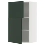 METOD wall cabinet with shelves/2 doors, white/Havstorp deep green, 60x37x100 cm