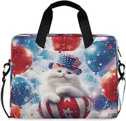 Quteprint American July 4th Cat Balloons 15.6 Inch Laptop Bag Briefcase for Business, Water-Resistant Computer Bag Fits 14-16 Inch Notebook for Men Women, Office Travel Work Backpack, Multi
