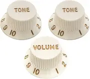 Musiclily Ultra Universal Fitting Strat Knobs 1 Volume 2 Tone Control Knobs Set for Fender Stratocaster ST Style Electric Guitar, Aged White(Set of 3)