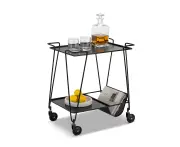 Kian Matte Black Steel Bar Cart Drink Trolley