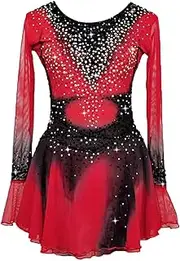 [Zagitova] Ice Figure Skating Dress for Girls Gradient Open Back Women Competition Dance Outfits with Shiny Rhinestone