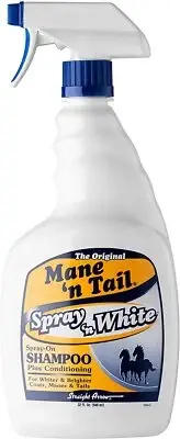 Mane 'n Tail Spray 'n White Spray On Shampoo Plus Conditioning 32 Ounce Blue
