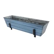 ACHLA Small Flower Box, Brackets for 2 x 4 Railings, Nantucket Blue - C08NB-K4