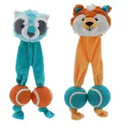 Tennis Legs Dog Toys Fetch Ball Soft Crinkle Squeaker Choose Raccoon or Fox 12"