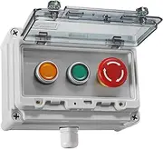 Push Button Switch IP67 Outdoor Waterproof Button Switch Box Emergency Stop Button Switch and Instantaneous Button Switch (Yellow and Green) with Protective Cover Anti-Misoperation Switch