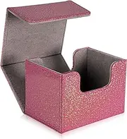 Dmoicols Card Deck Box Holds 100+ Single Sleeved Cards,Laser Sparkly Material Card Storage Box Horizontal,MTG Commander Deck Box with 2 Dividers Compatible with TCG CCG Magic(Rose Red Point)