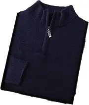 [Hamthuit] Men's Zipper Half Turtleneck Long-Sleeved Business Pullover Mock Neck Long Sleeve Knitwear Sweater