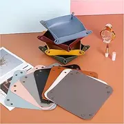 [Generic] 6 Pack Valet Tray PU Leather Jewelry Tray for Women and Man Portable Catchall Travel Storage Dish Plate Key Tray for Entryway Desk Organizer for Phone, Keys, Glasses, Wallet, Earphone, Watch, Coin