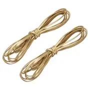 2 Bundles Flat Leather Cord, 5.5 Yards 4mm Leather Craft Lace Strip, Gold