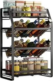 Spice Rack Organizer for Cabinet, Bathroom Organizer Countertop, Bathroom Counter Organizer, Kitchen Countertop Organizer (4 Tier-Black)