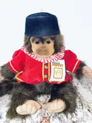 Vintage Hosung Monkey Puppet Plush Doll Circus Fez Aladdin Hat Chimp Old Toy NP