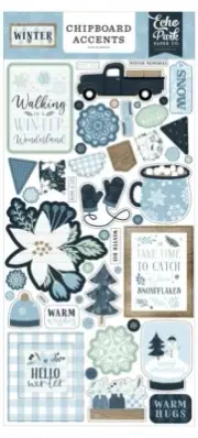 Echo Park Paper WINTER 6x13 Sheet of Chipboard Accents