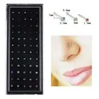 60PCS/Set Rhinestone Nose Ring Bone Stud Stainless Steel Body Piercing Jewelr-bp