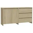 2pcs Wooden Buffet Sideboard Cabinet Storage Shelf Cupboard Drawer Console Table