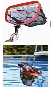 Pool Skimmer Net Leaf Rake with Durable 19” Fine Mesh Deep Bag.