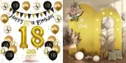 Gold Arch Backdrop Stand, 18th Birthday Decorations, 6.6FT+5.5FT Wedding Back...