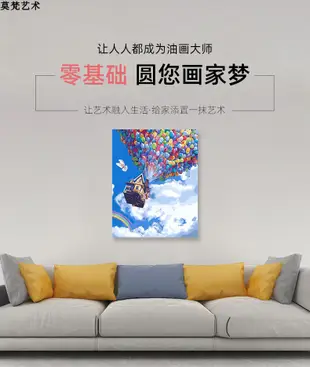 簡約現代風DIY數字油畫浪漫熱氣球風景圖手工填充消磨時間彩版畫布加顏料多種尺寸可選 (8.3折)
