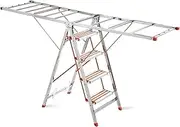 Folding Ladder Multifunctional Ladder Clothes Drying Rack Dual-Purpose Balcony Floor-Standing Foldable Indoor and Outdoor Drying Rack Portable Ladder