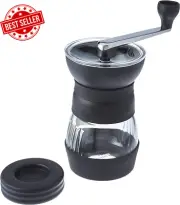 Ceramic Manual Coffee Grinder Adjustable Burr Portable Durable Black Precision