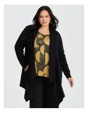 [Taking Shape] Drape Bamboo Knit Cardigan in Black