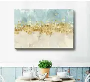 Gray Blue Gold Stretched Canvas Print