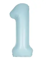 Matte Powder Blue Number 1 Shaped Foil Balloon 34" 1st Birthday
