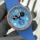 NEW✅ Swatch Chrono CAPANNO Blue Date Dial Sport Men's Silicone Watch SUSN413
