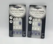 2 PACK SENSATIONAL GEL VOLUTION BLUE & WHITE 28 NAILS 14 SIZES GEL SHINE FINISH
