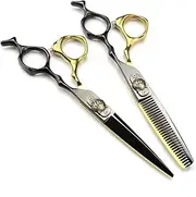 Professional Hair Cutting Shears, 6 INCH Professional Japan 440c Steel Tiger Decoration Haircut thinning Barber Tools Hair Cutting Shears Hairdressing Scissors
