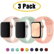 3 Pack Silicone Sport Band Strap For Apple Watch 38/40/42 44mm 7 6 5-1 iWatch SE
