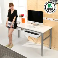 在飛比找momo購物網優惠-【BuyJM】低甲醛木紋白160公分雙抽屜穩重工作桌(書桌)