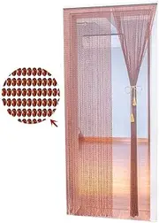 Beaded Door Curtains for Doorways Bead String Curtain for Room Dividers Punch-Free Home Use Partition Curtain Bathroom Living Room Crystal Decoration, 2 Colors