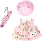 Guinea Pig Clothes,Rabbit Harness,Ferret Bunny Clothes with Pet Rabbit Harness and Leash Mini Hat Bag Cute Brooch for Kitten Small Animal Collars